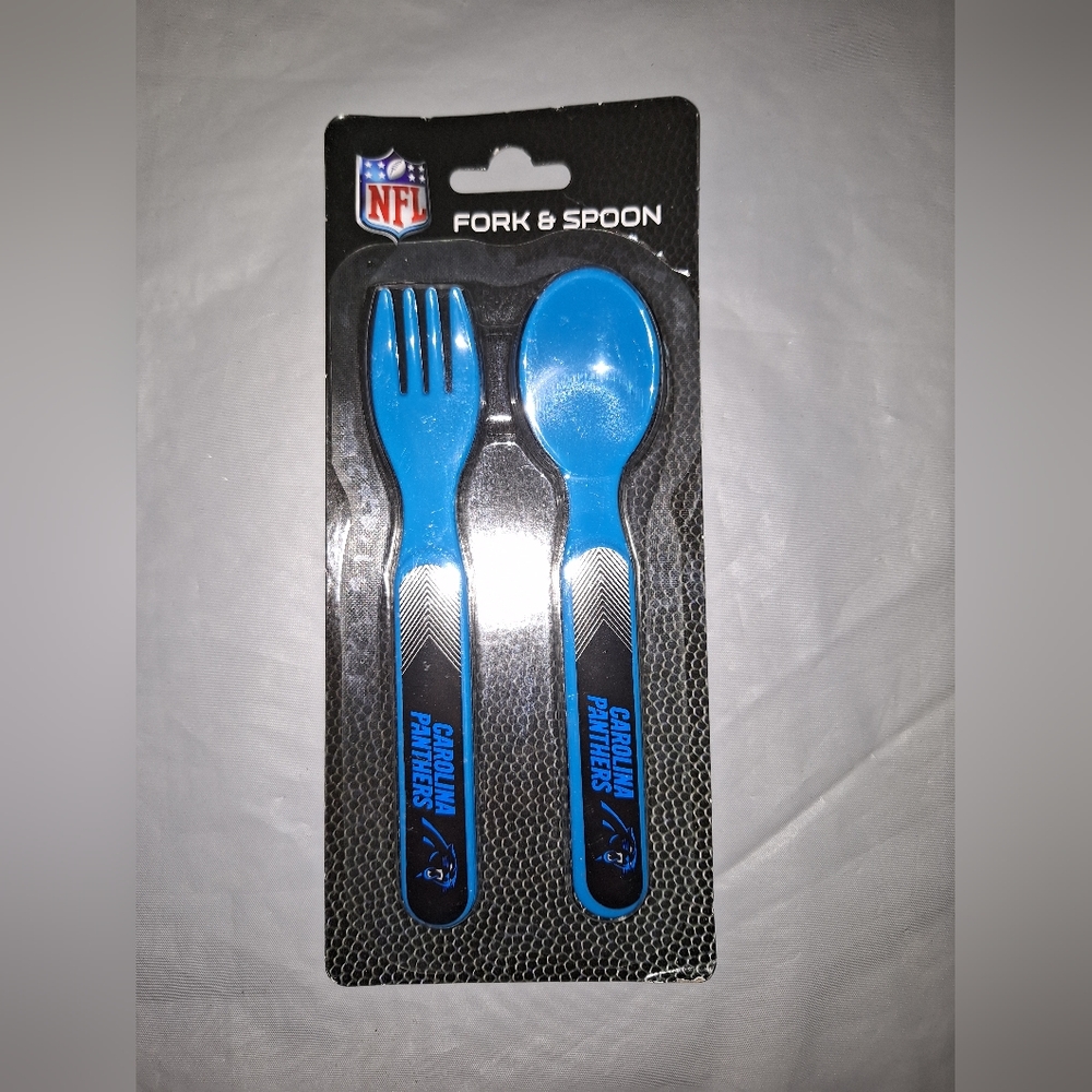 NFL Carolina Panthers Baby Toddler Fork & Spoon Set NWT NFL Official Merchandise